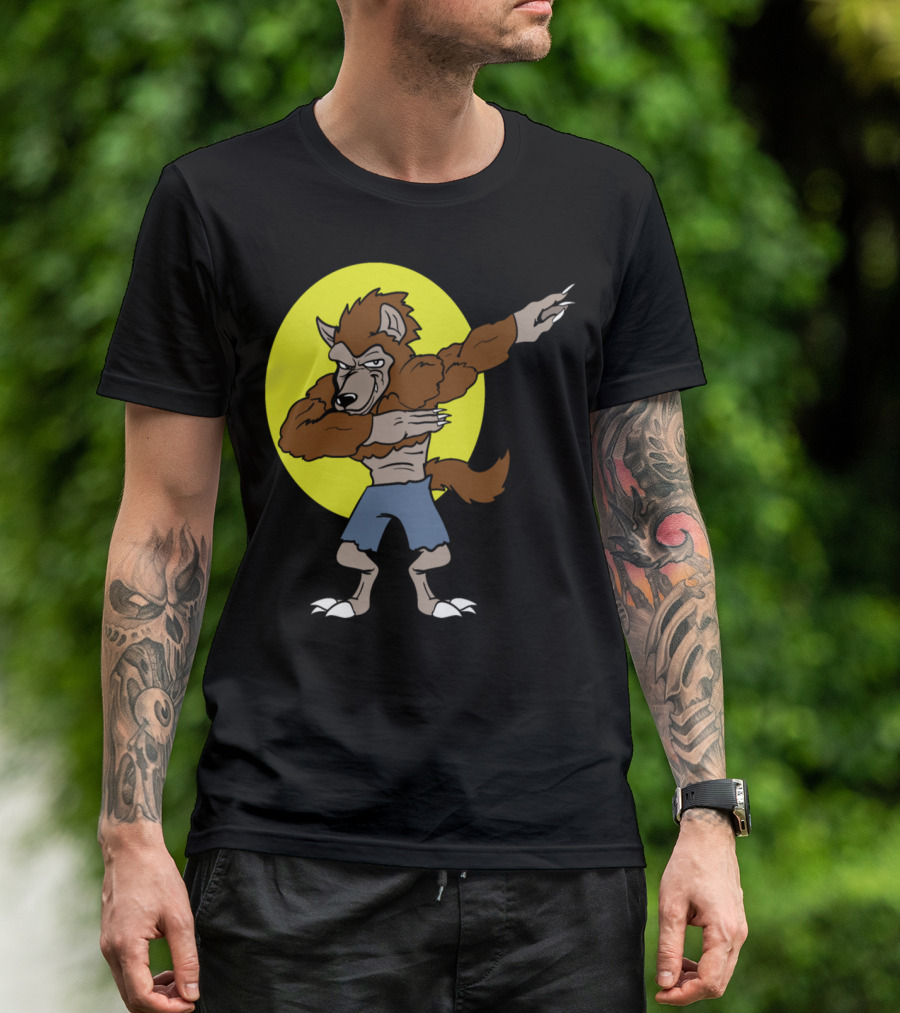 Dabbing Werewolf Halloween Monster On Full Moon T-Shirt