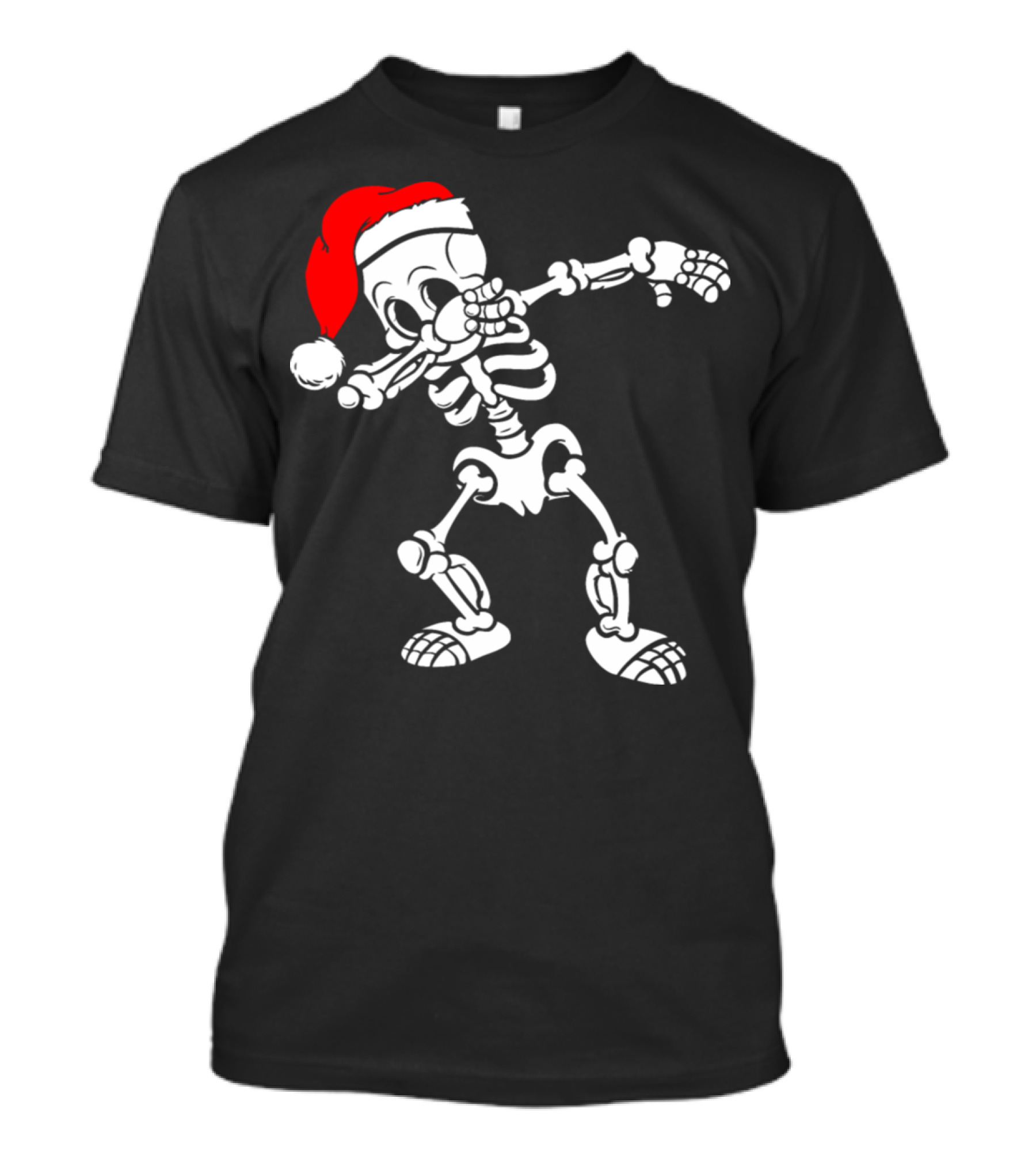 Merry Christmas Skeleton Dabbing Santa Hat T-Shirt