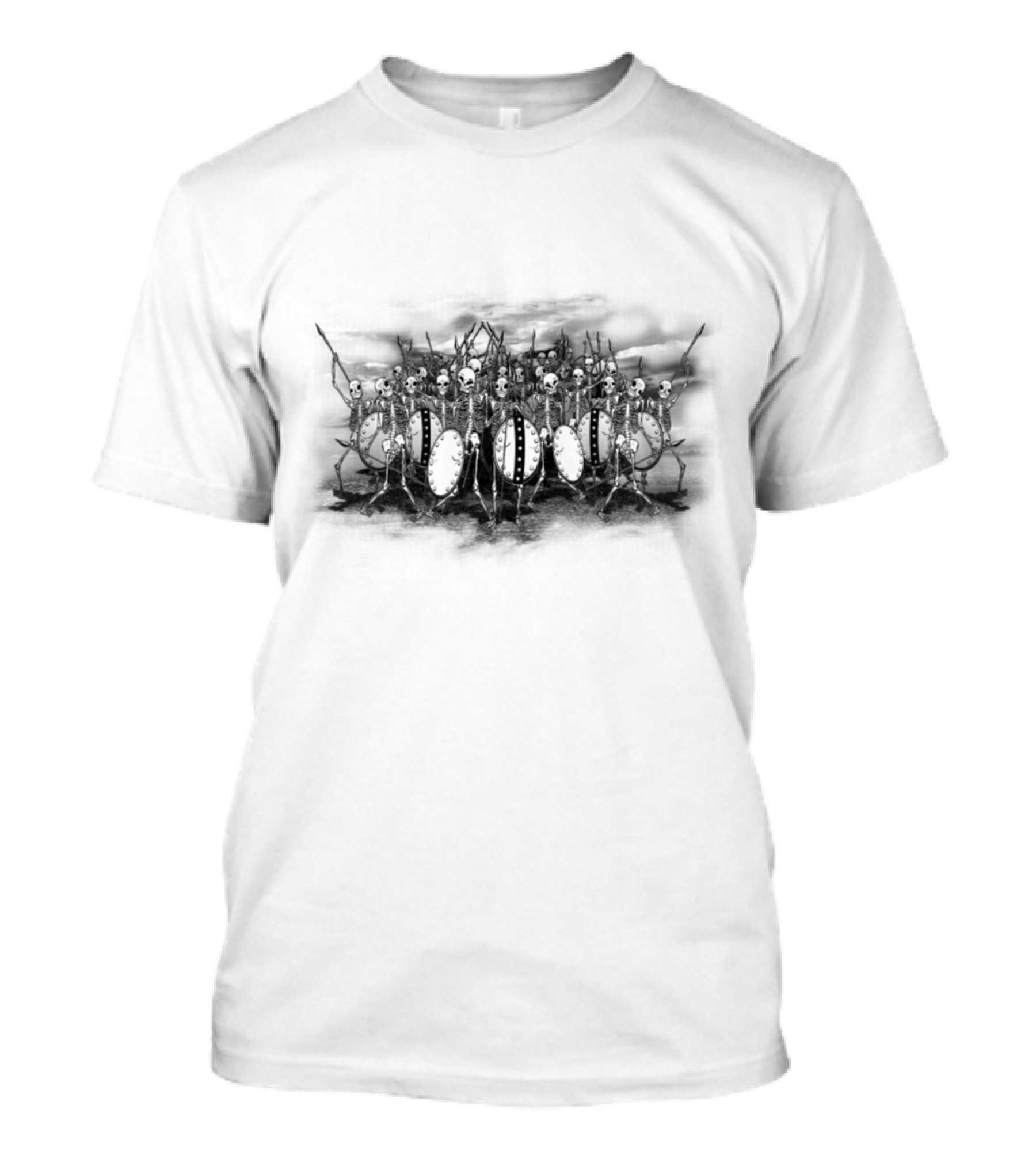 Skeleton Warrior Army With Shields And Spears Formation T-Shirt