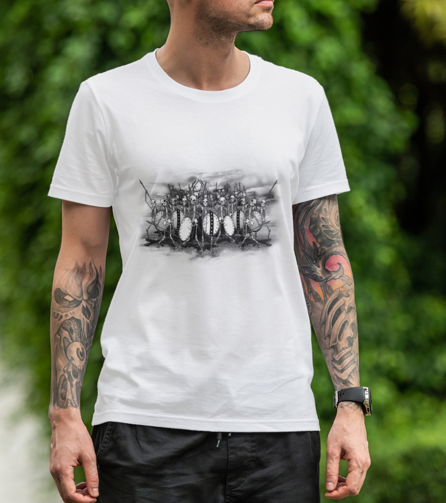 Skeleton Warrior Army With Shields And Spears Formation T-Shirt