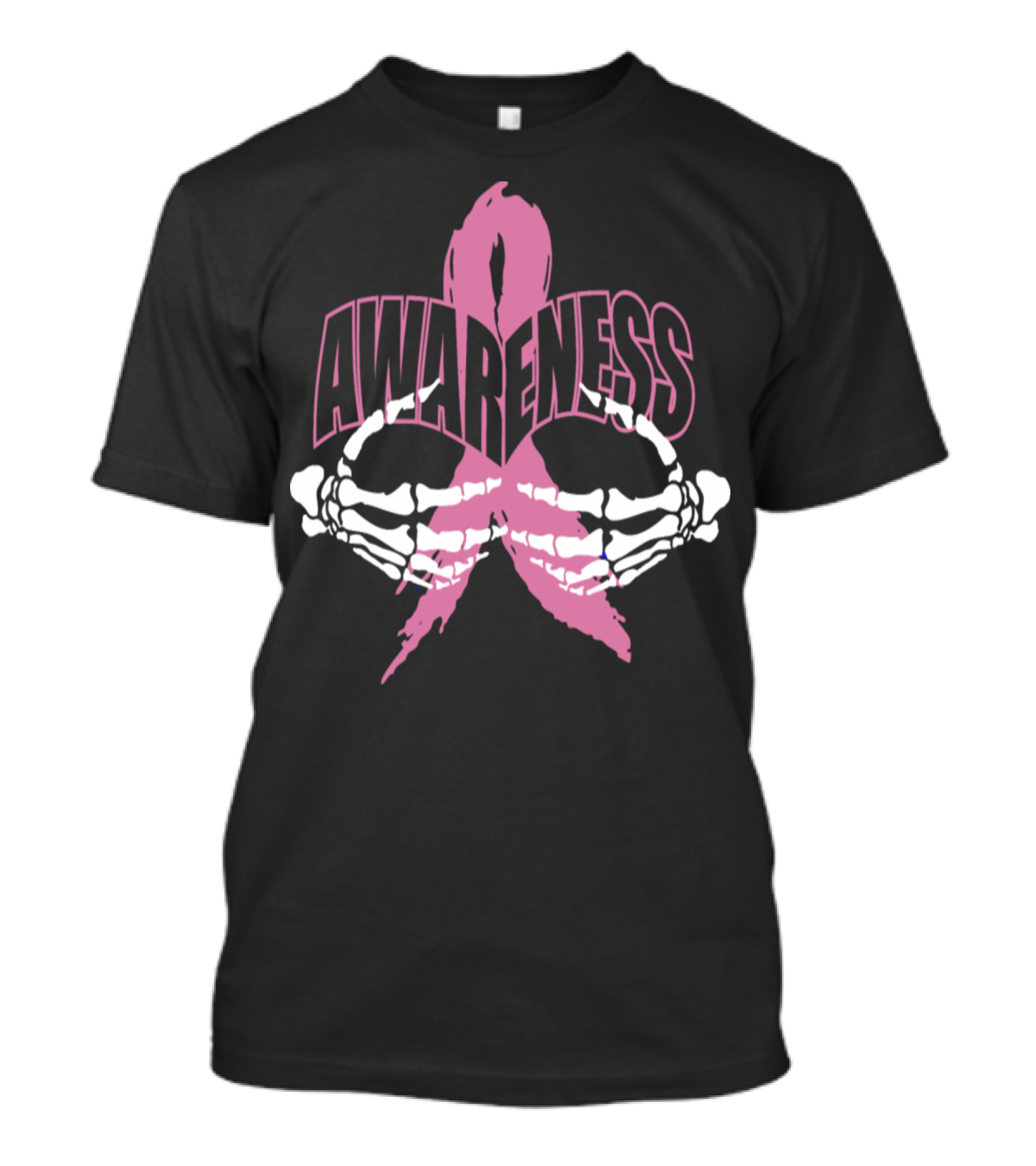 Awareness Skeleton Hands Pink Ribbon Breast Cancer Halloween Scary T-Shirt