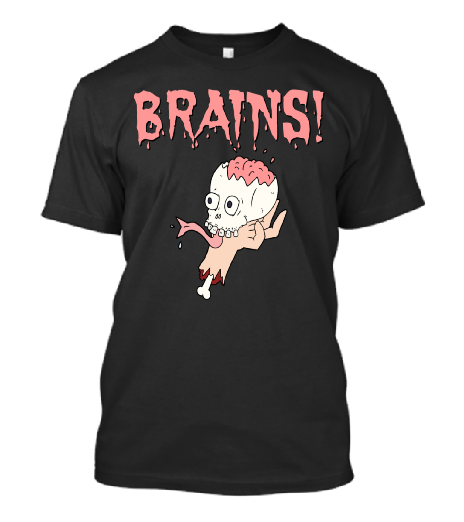BRAINS Scary Skull Skeleton T-Shirt