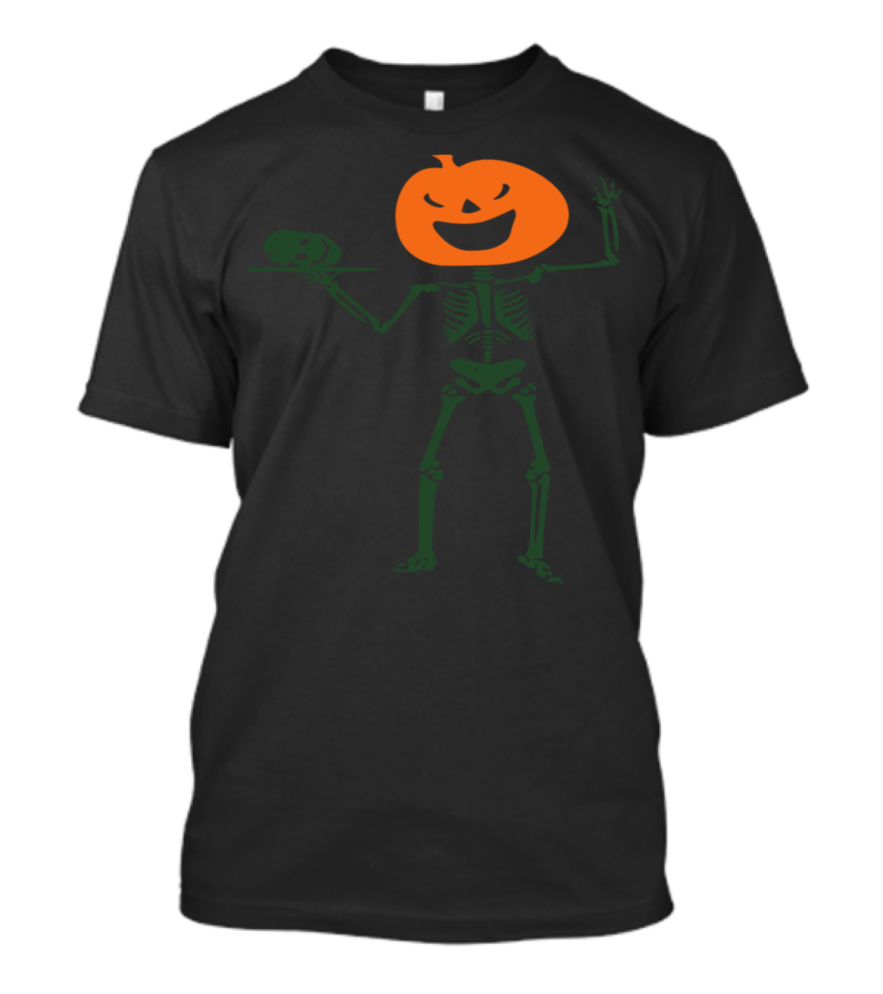 Skeleton Jack O Lantern Pumpkin Head Holding Skull T-Shirt