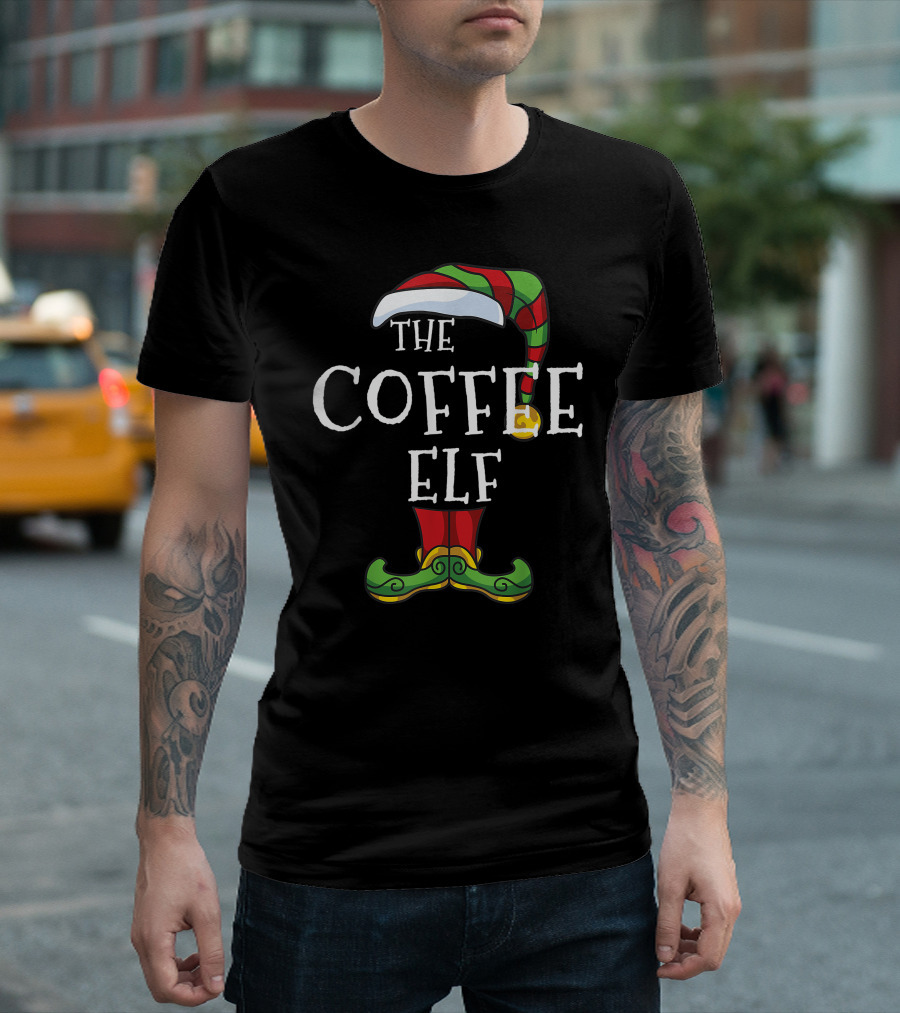 The Coffee Elf Christmas Holiday Family Pajama Party T-Shirt