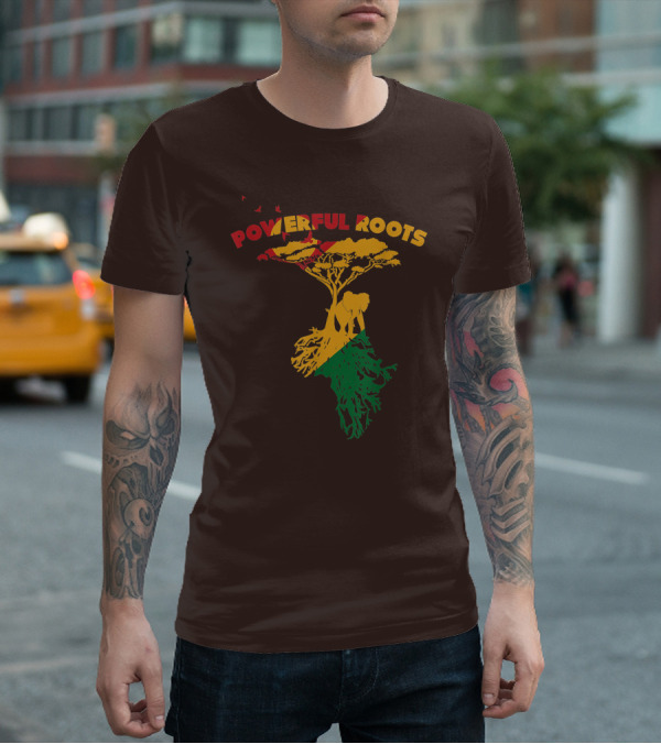 Powerful Roots Black History Month African American Elephant Tree Africa Vibes T-Shirt