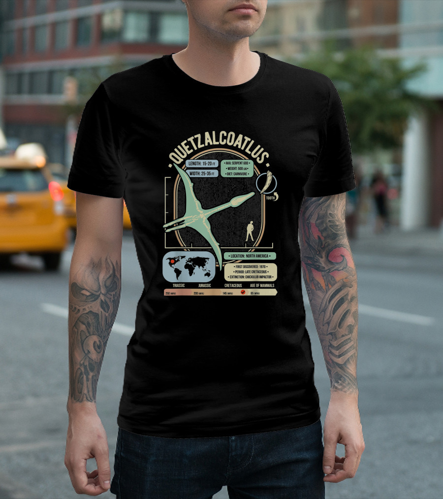 Quetzalcoatlus Dinosaur Facts Science Anatomy Serpent God Cretaceous Extinction North America History T-Shirt