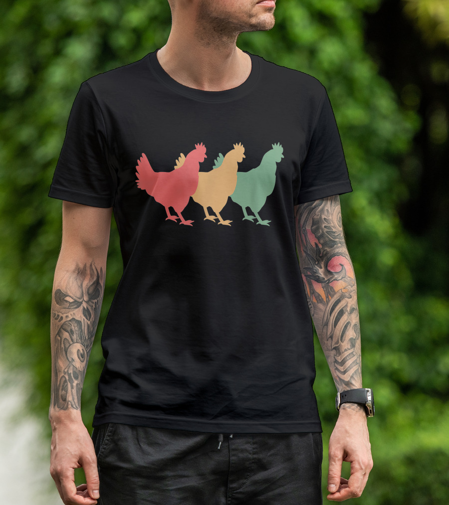 Funny Vintage Chicken Trio Retro T-Shirt