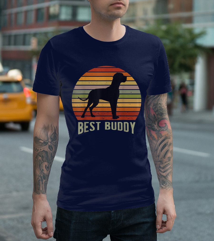 Best Buddy Vintage Dog Silhouette Retro Sunset T-Shirt