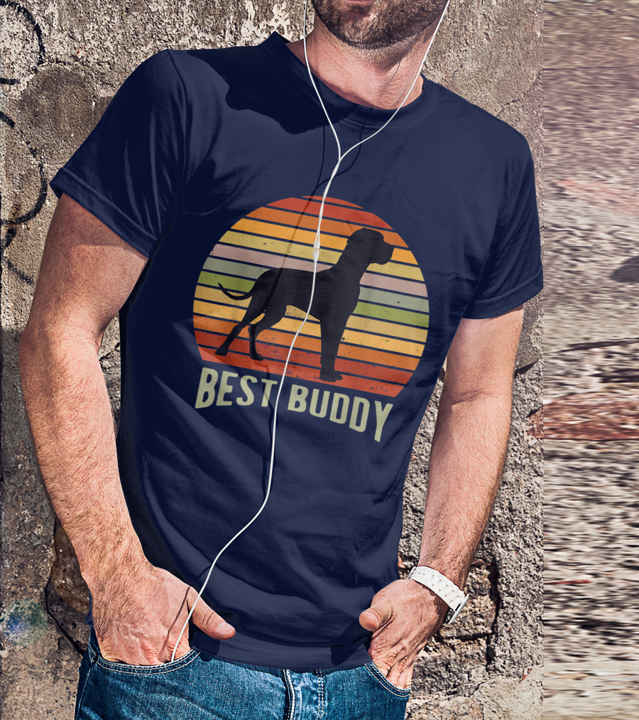 Best Buddy Vintage Dog Silhouette Retro Sunset T-Shirt