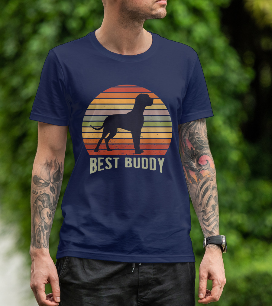Best Buddy Vintage Dog Silhouette Retro Sunset T-Shirt