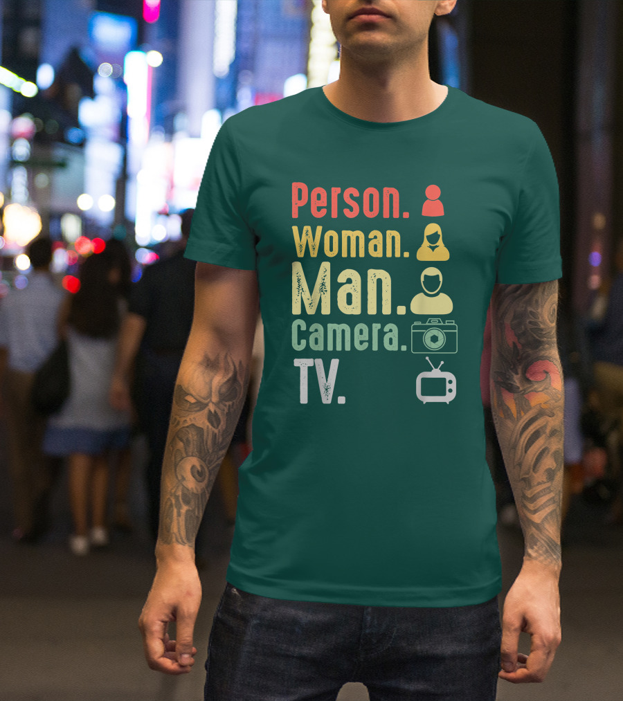 Cognitive Test Person Woman Man Camera TV Funny Trump Icons T-Shirt
