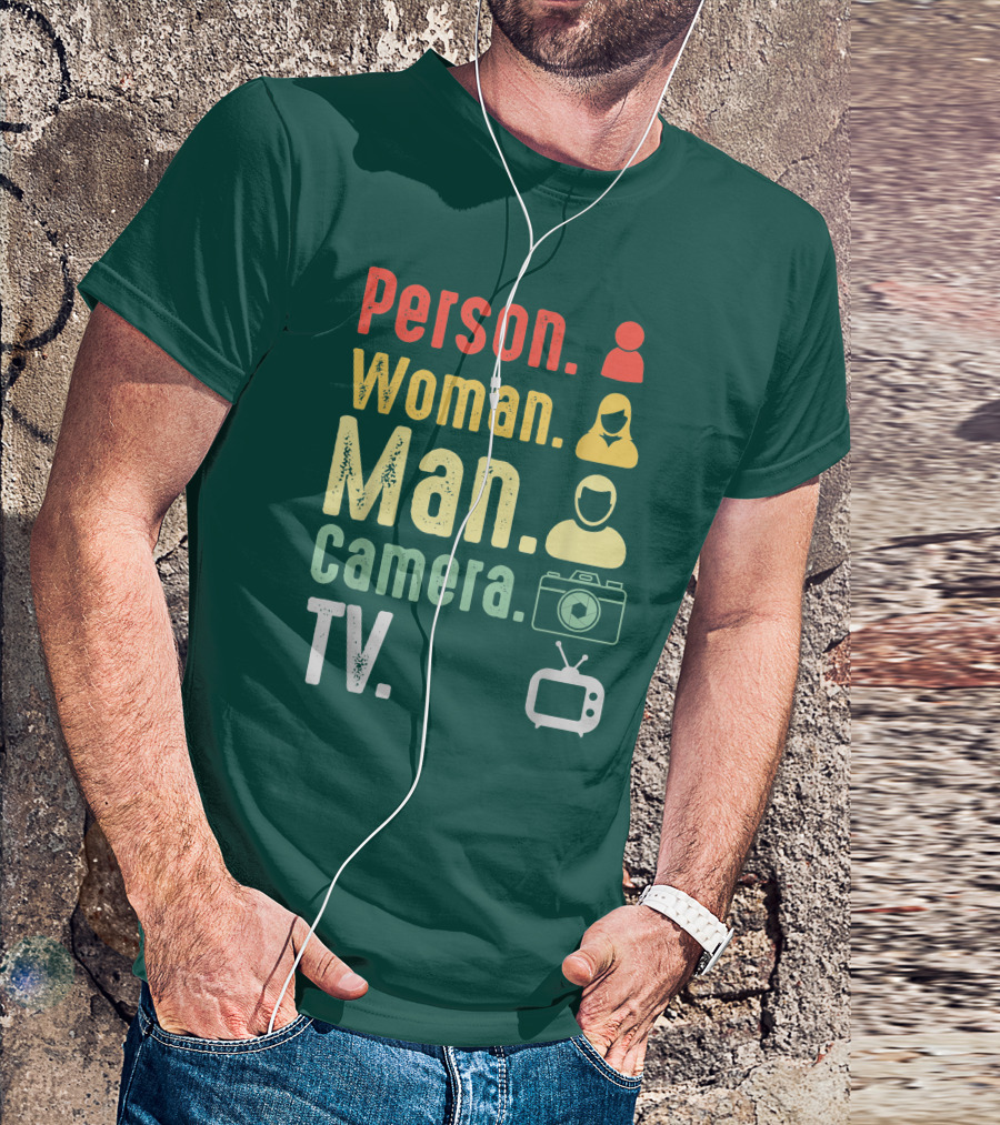 Cognitive Test Person Woman Man Camera TV Funny Trump Icons T-Shirt
