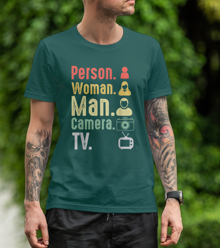 Cognitive Test Person Woman Man Camera TV Funny Trump Icons T-Shirt