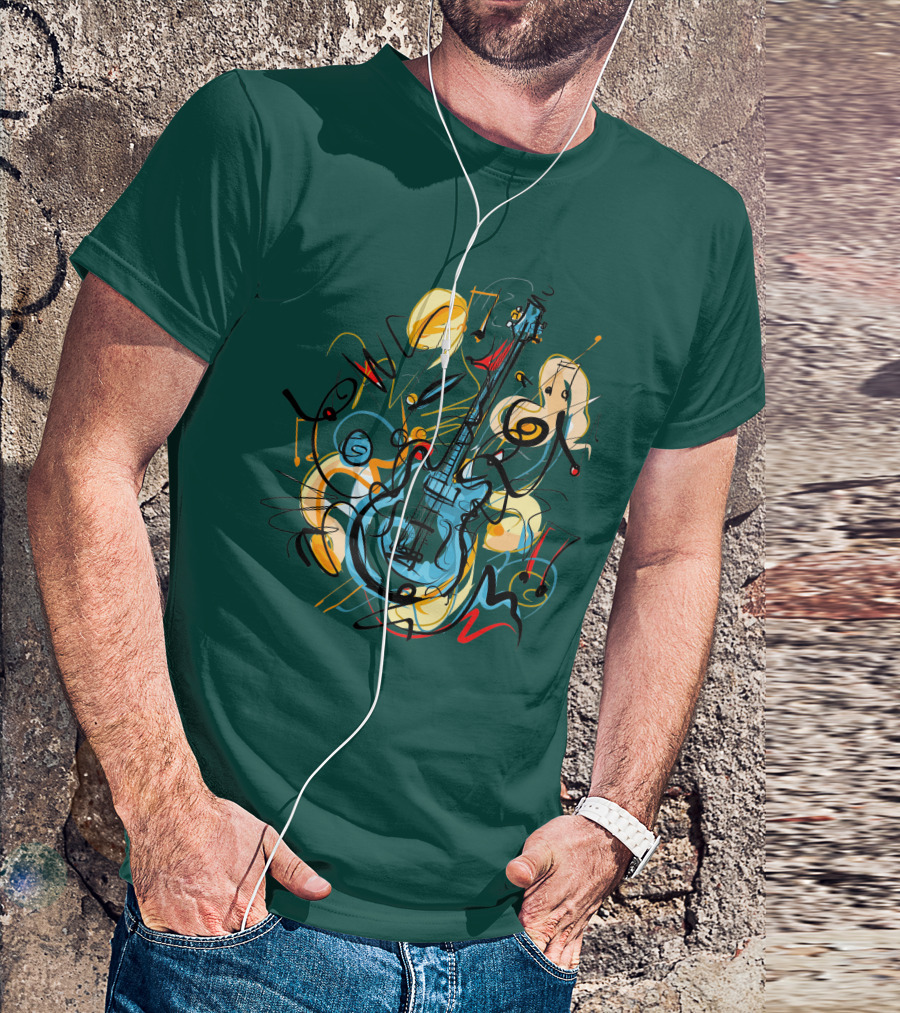 Guitar Music Love Vibrant Abstract Composition T-Shirt