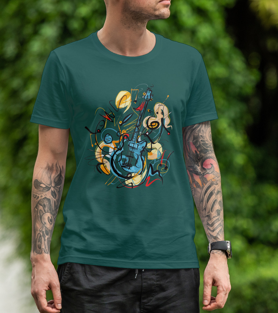 Guitar Music Love Vibrant Abstract Composition T-Shirt