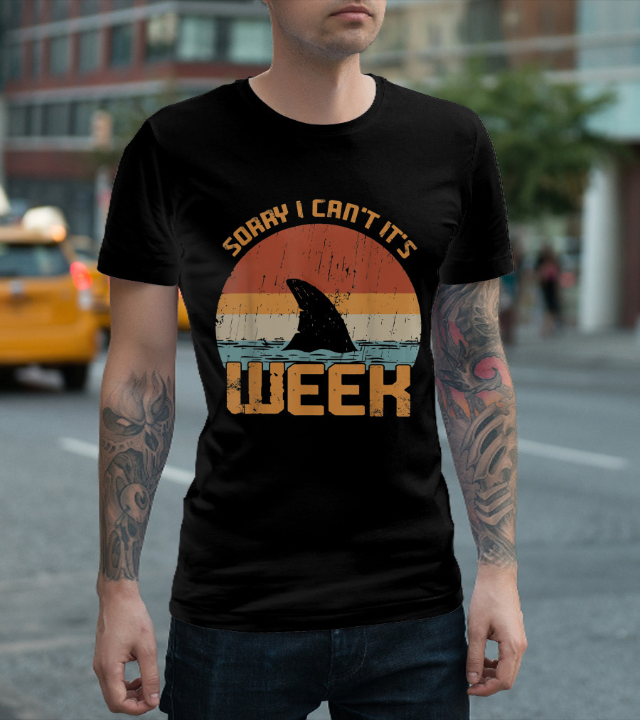 Vintage Sorry I Can't It's Week Funny Shark T-Shirt