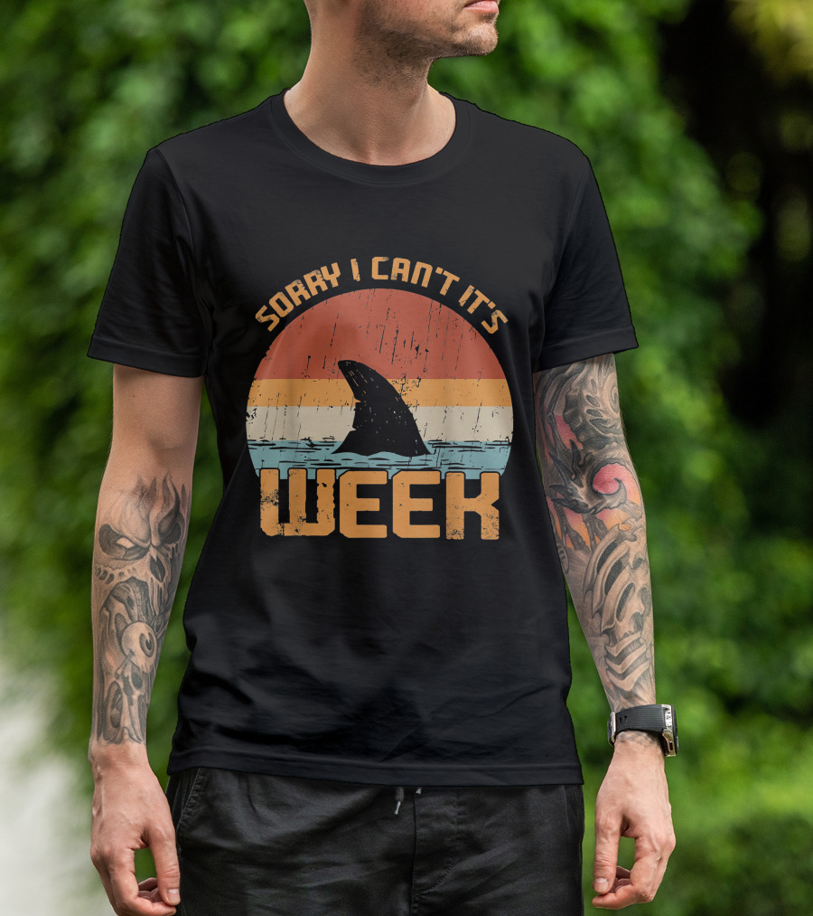 Vintage Sorry I Can't It's Week Funny Shark T-Shirt