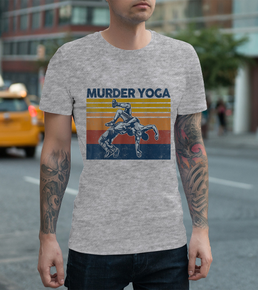 Murder Yoga Funny Vintage Brazilian Jiu Jitsu Wrestling T-Shirt