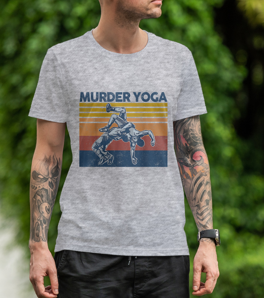 Murder Yoga Funny Vintage Brazilian Jiu Jitsu Wrestling T-Shirt