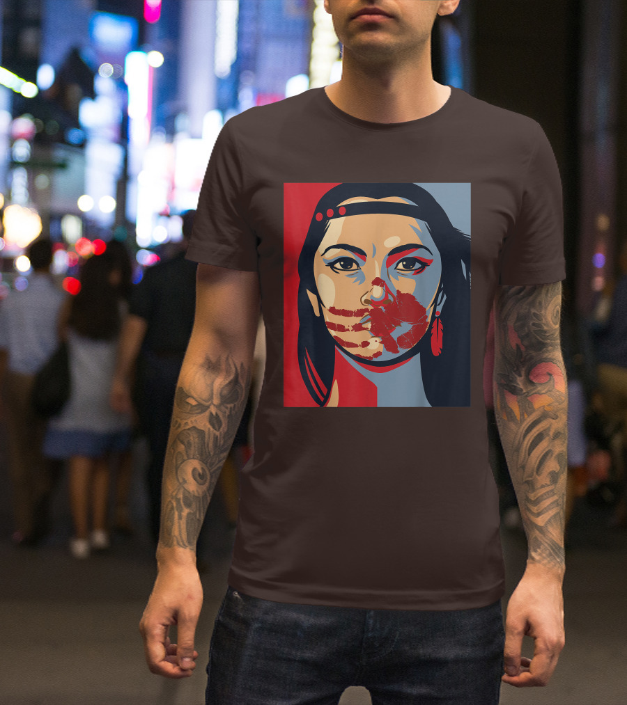 MMIW Awareness Stolen Sisters Indigenous Woman Red Handprint T-Shirt