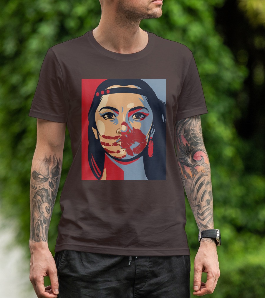 MMIW Awareness Stolen Sisters Indigenous Woman Red Handprint T-Shirt