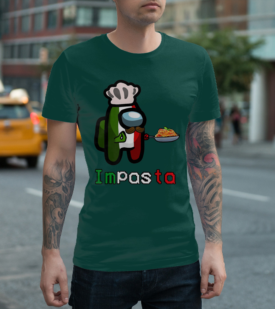 Impostor Pasta Impasta Among Us Chef Italian Tricolor Spaghetti T-Shirt