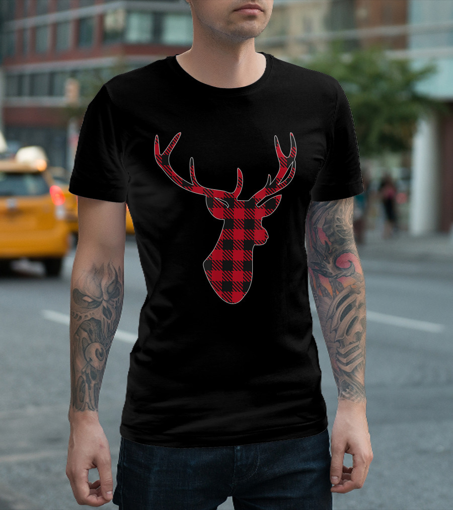 Christmas Buffalo Plaid Deer T-Shirt
