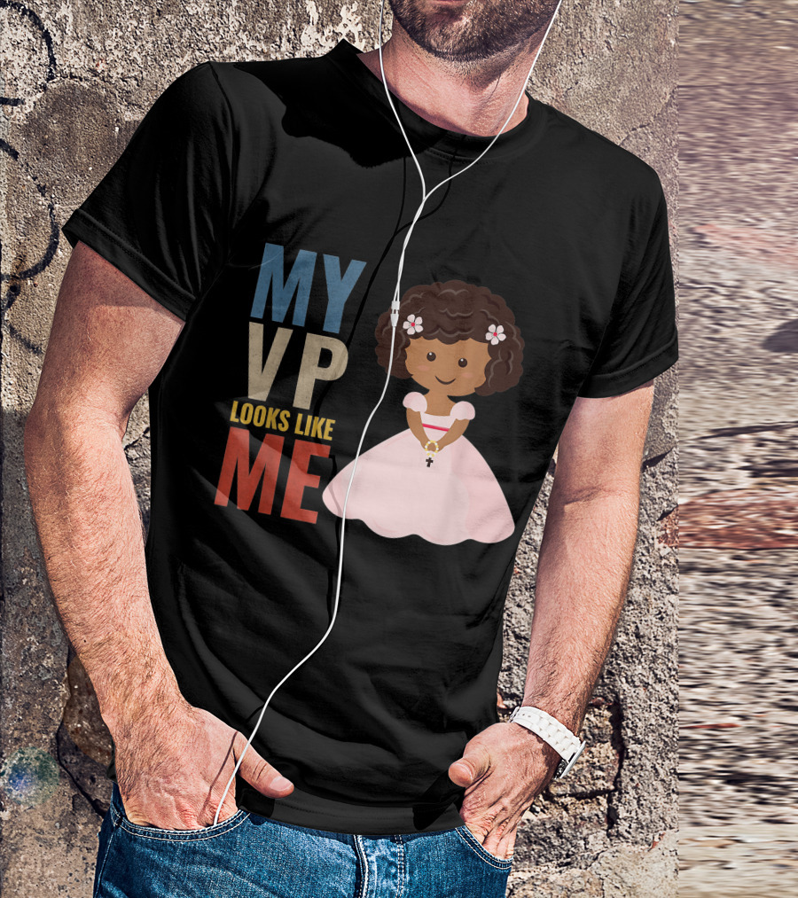 MY VP Looks Like Me Pink Dress Girl Holding Cross T-Shirt