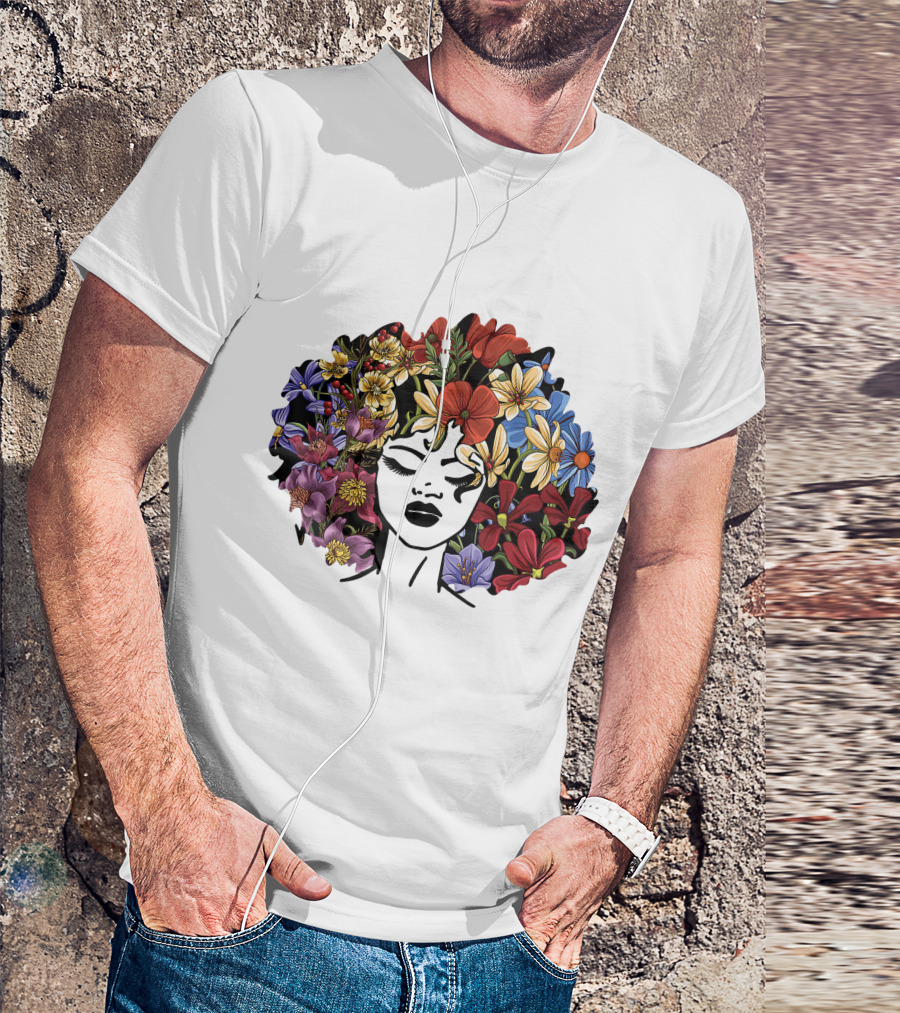 Educated Motivated Black Queen Melanin African American Floral Hair T-Shirt