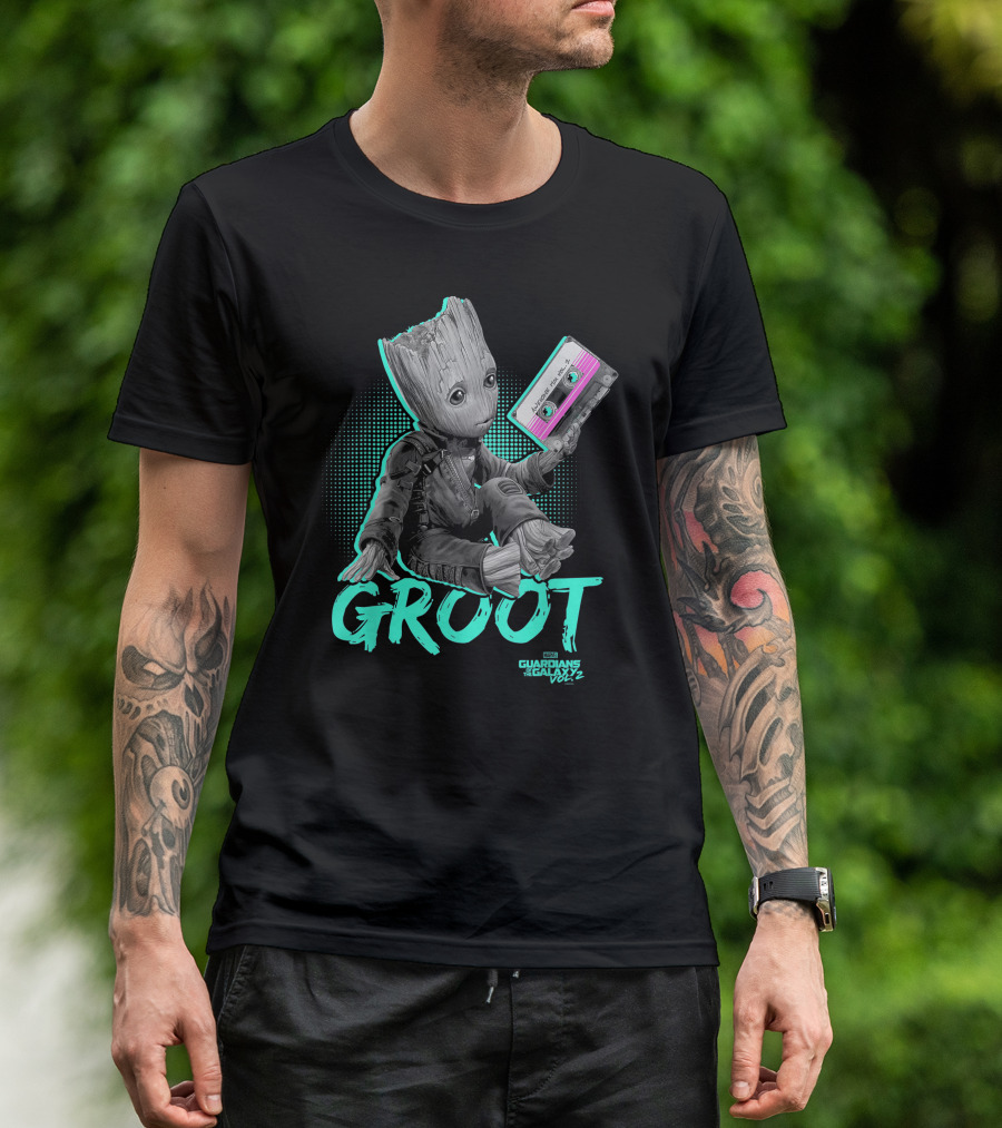 Groot Guardians Of The Galaxy Vol. 2 Baby Neon Tape T-Shirt