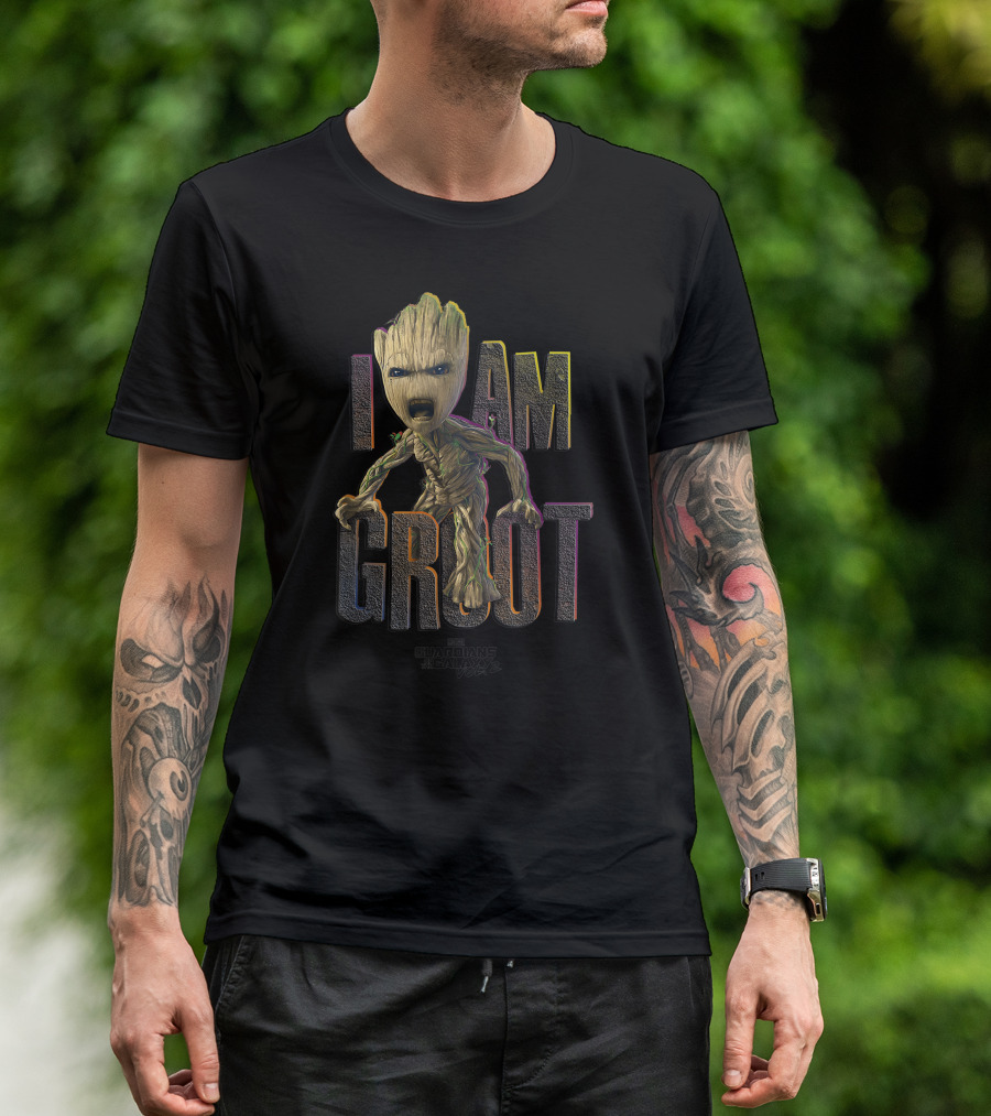 Marvel Guardians Of The Galaxy Vol.2 I AM GROOT Cute Angry T-Shirt
