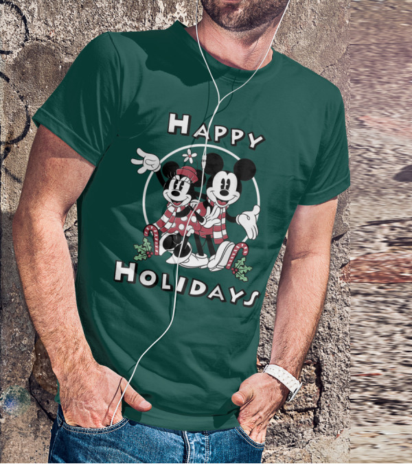 Disney Mickey And Minnie Mouse Happy Holidays Christmas Cheer T-Shirt