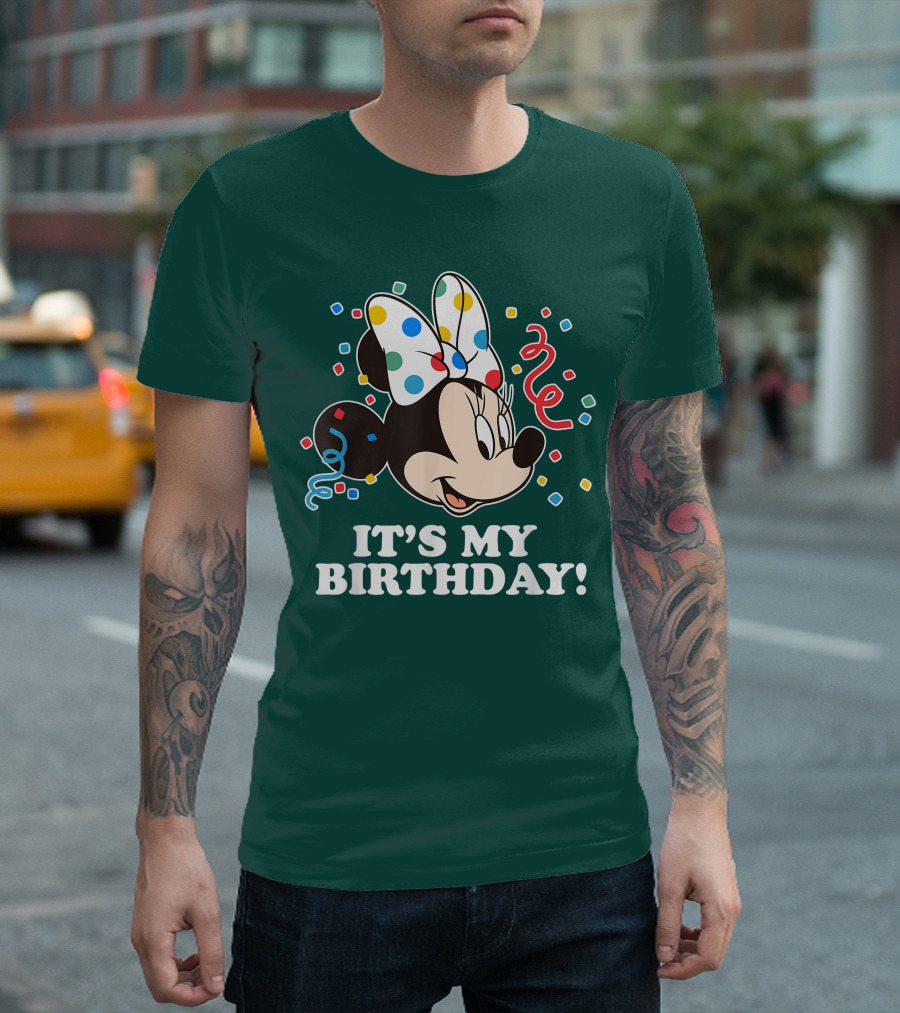 Disney Minnie Mouse It's My Birthday Celebration Confetti Bow Fun T-Shirt