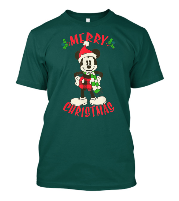 Disney Vintage Merry Christmas Mickey Mouse Holiday T-Shirt