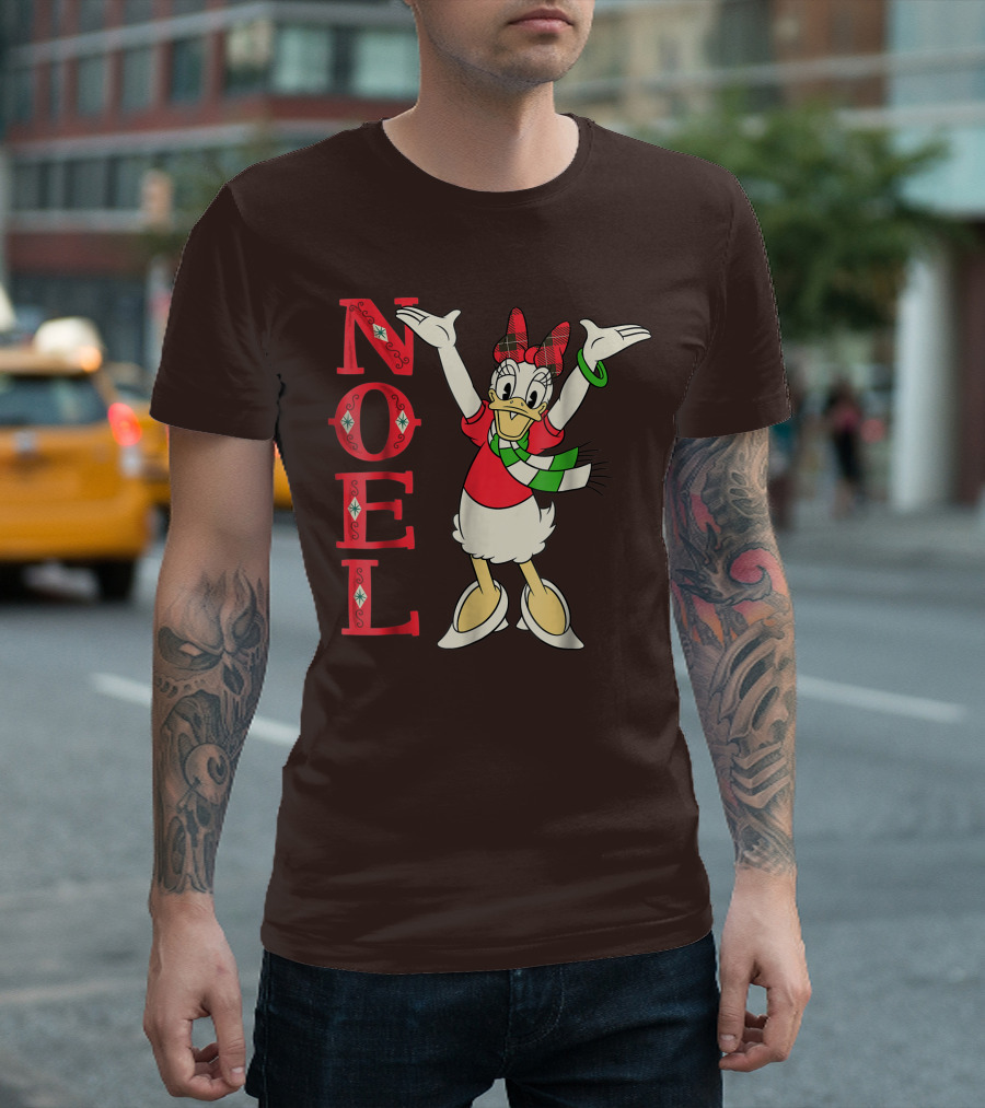Disney Noel Holiday Vintage Daisy Duck Bow Scarf T-Shirt