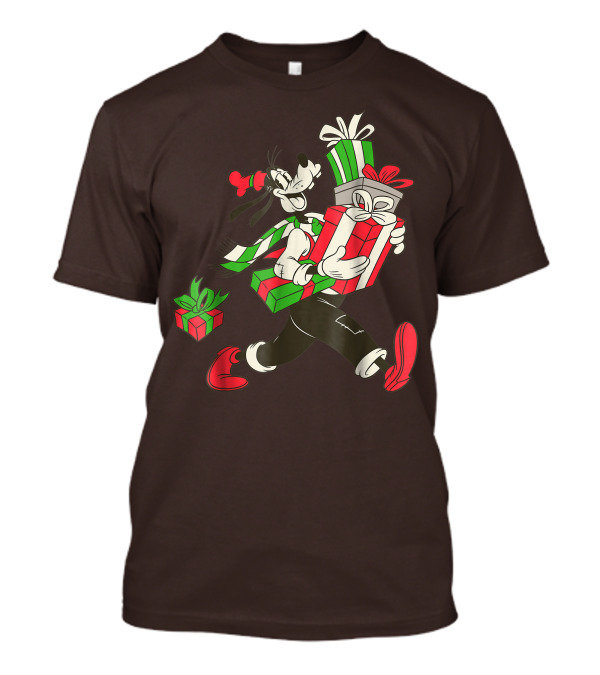 Disney Vintage Goofy Holiday Presents Carrying Christmas Gifts T-Shirt