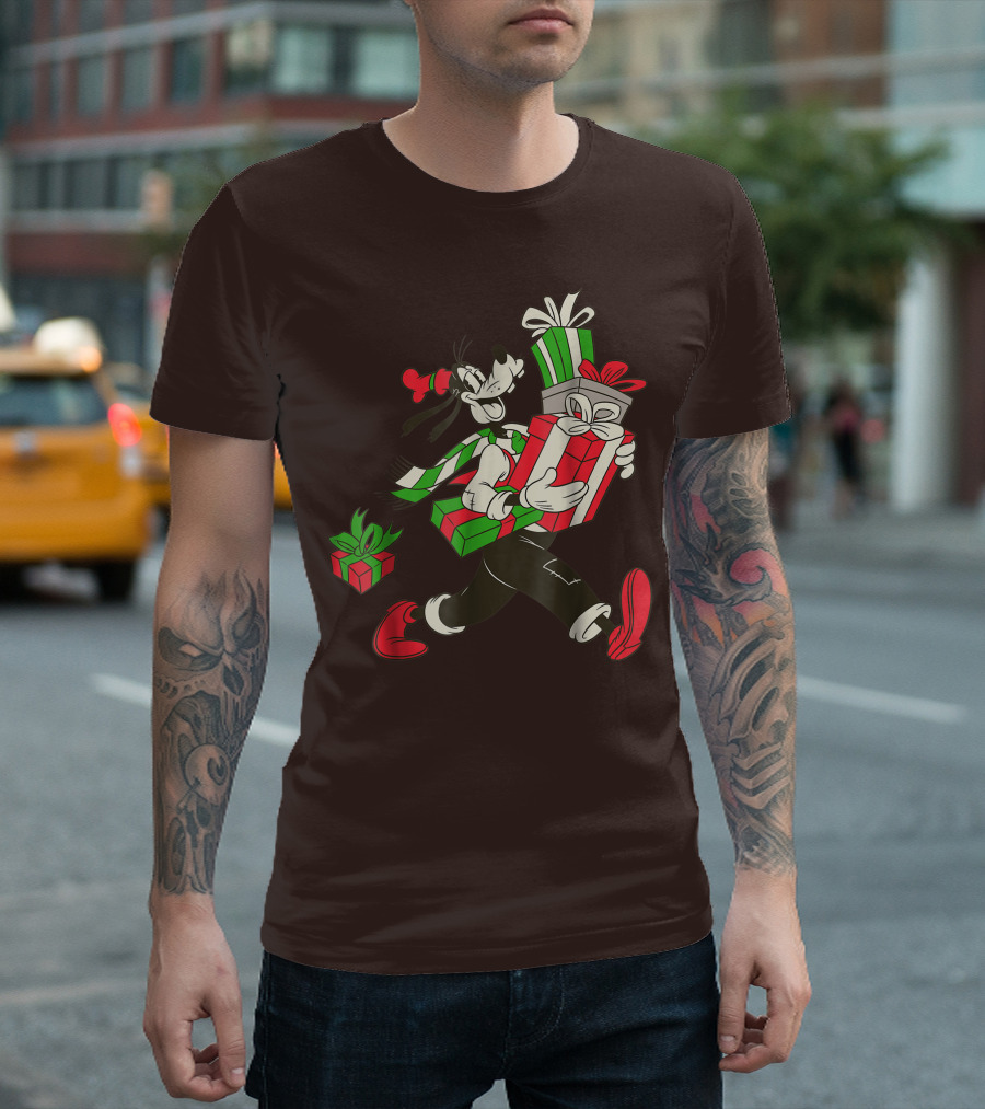 Disney Vintage Goofy Holiday Presents Carrying Christmas Gifts T-Shirt