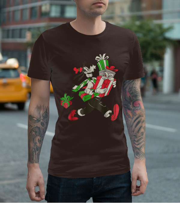 Disney Vintage Goofy Holiday Presents Carrying Christmas Gifts T-Shirt