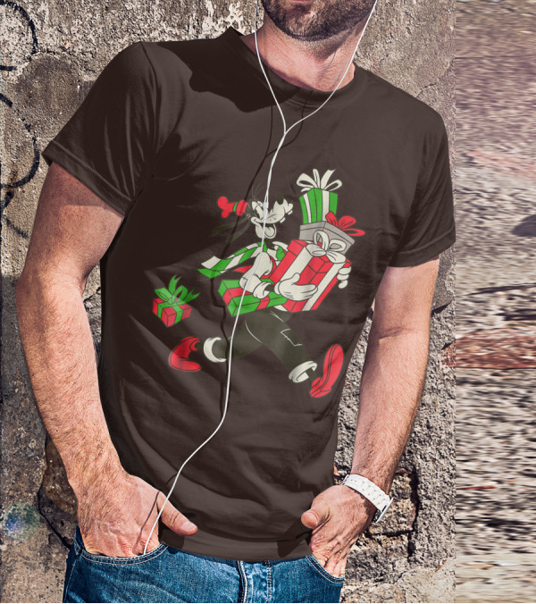 Disney Vintage Goofy Holiday Presents Carrying Christmas Gifts T-Shirt