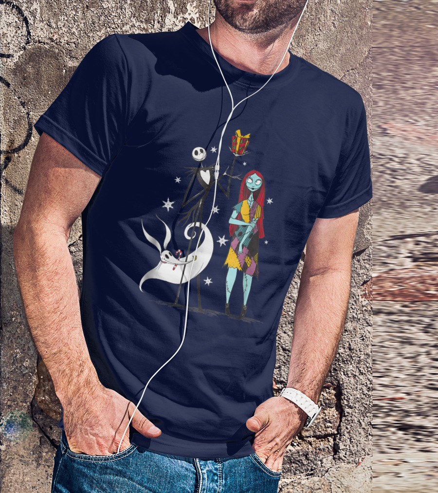 Disney The Nightmare Before Christmas Jack Skellington And Sally With Zero T-Shirt
