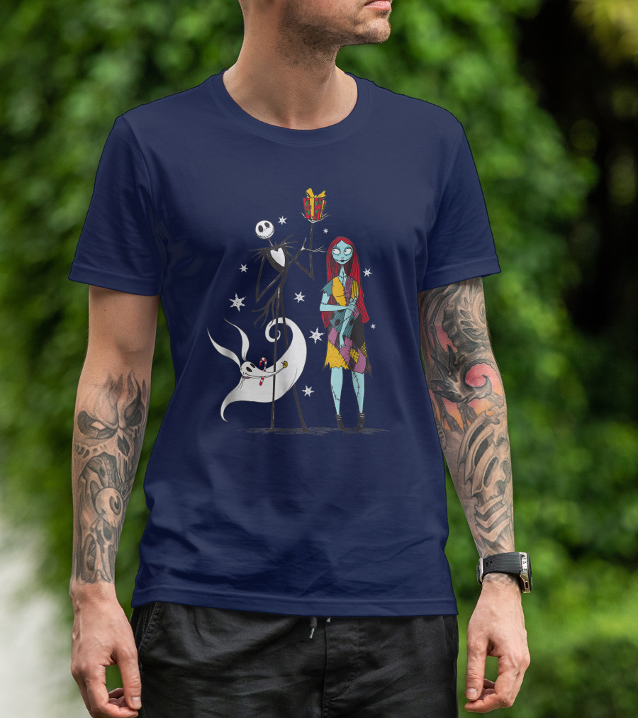 Disney The Nightmare Before Christmas Jack Skellington And Sally With Zero T-Shirt
