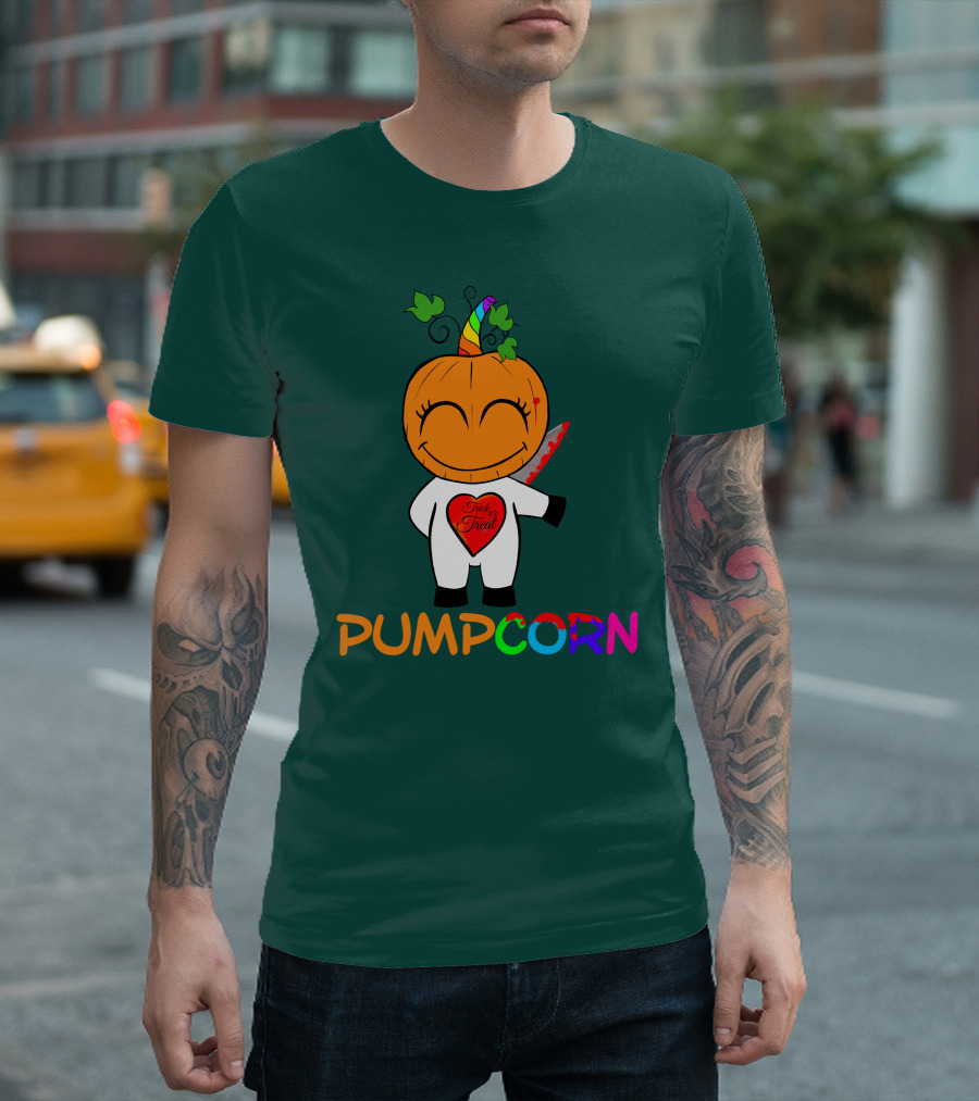 Pumpcorn Trick or Treat Pumpkin Unicorn T-Shirt
