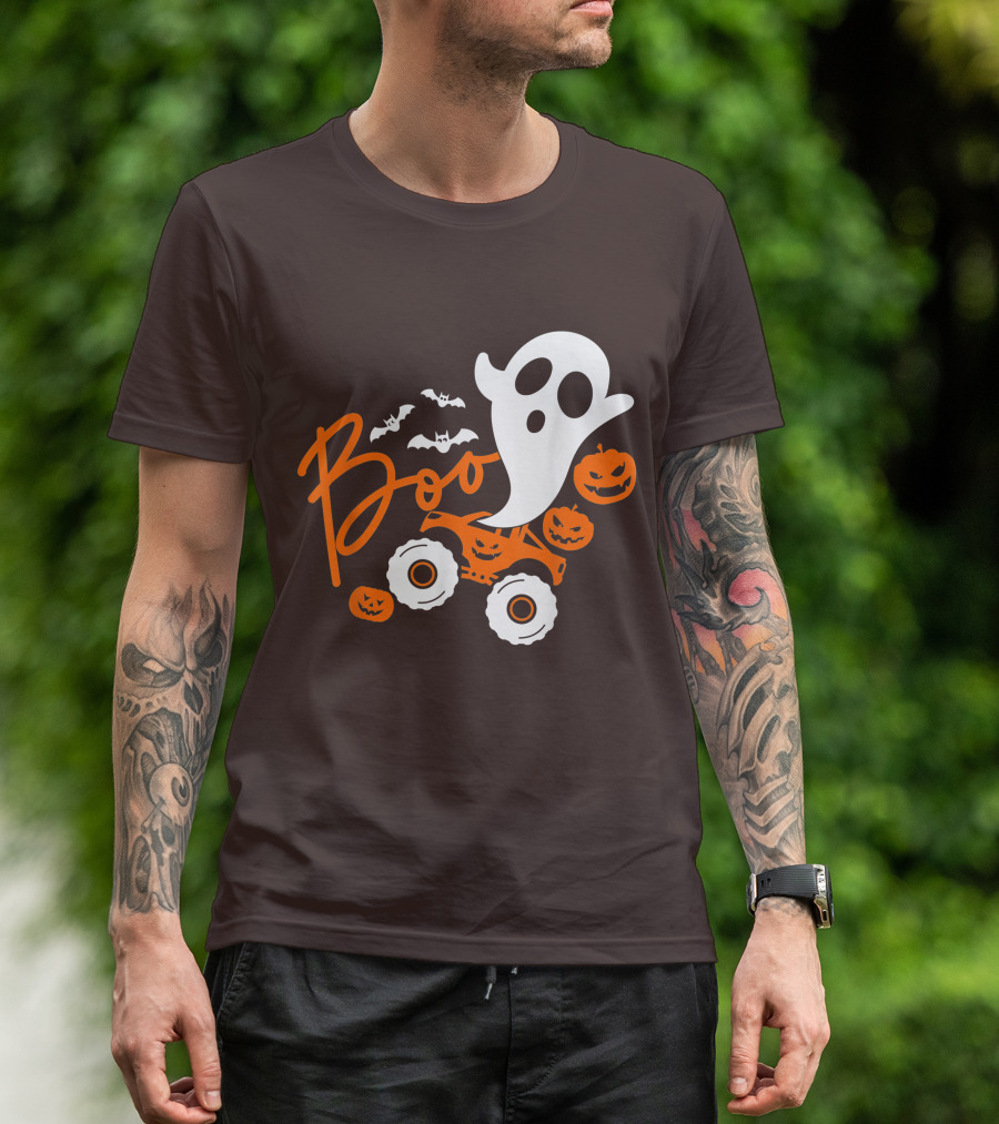 Boo Ghost Monster Truck Halloween Pumpkin Bats T-Shirt