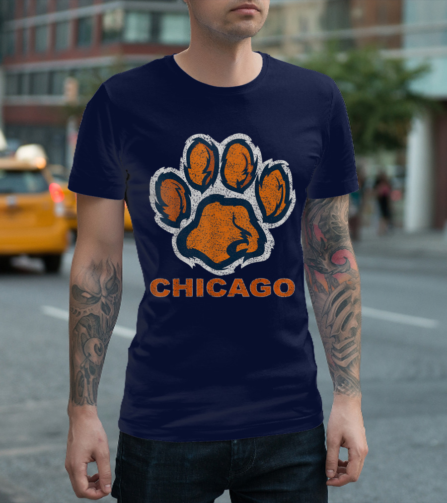 Chicago Bear Paw Orange Vintage Football T-Shirt