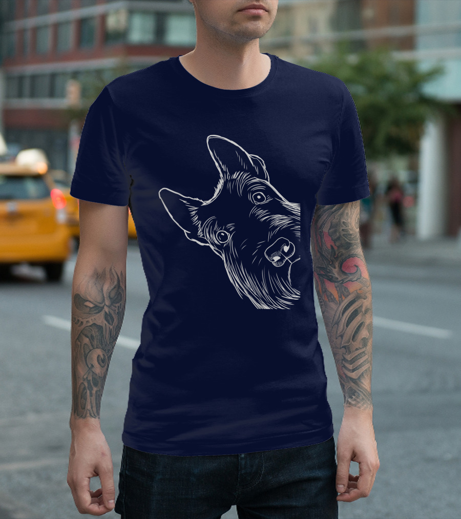 Funny Scottish Terrier Scottie Dog Peeking T-Shirt