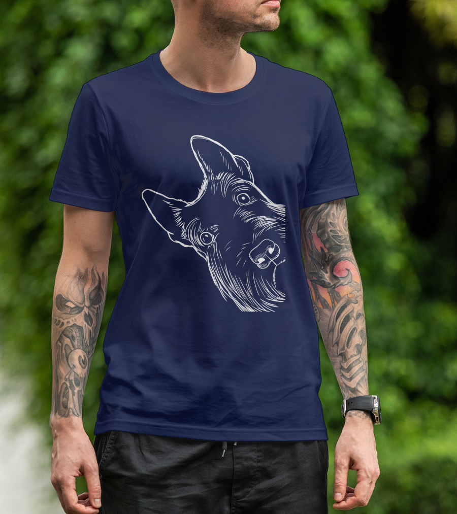 Funny Scottish Terrier Scottie Dog Peeking T-Shirt