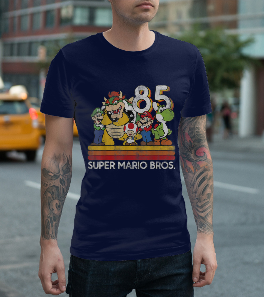 Super Mario Bros. 85 Retro Character Line Up T-Shirt