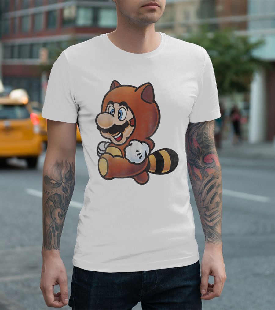 Super Mario Bros Tanooki Mario Power-Up Suit Character T-Shirt