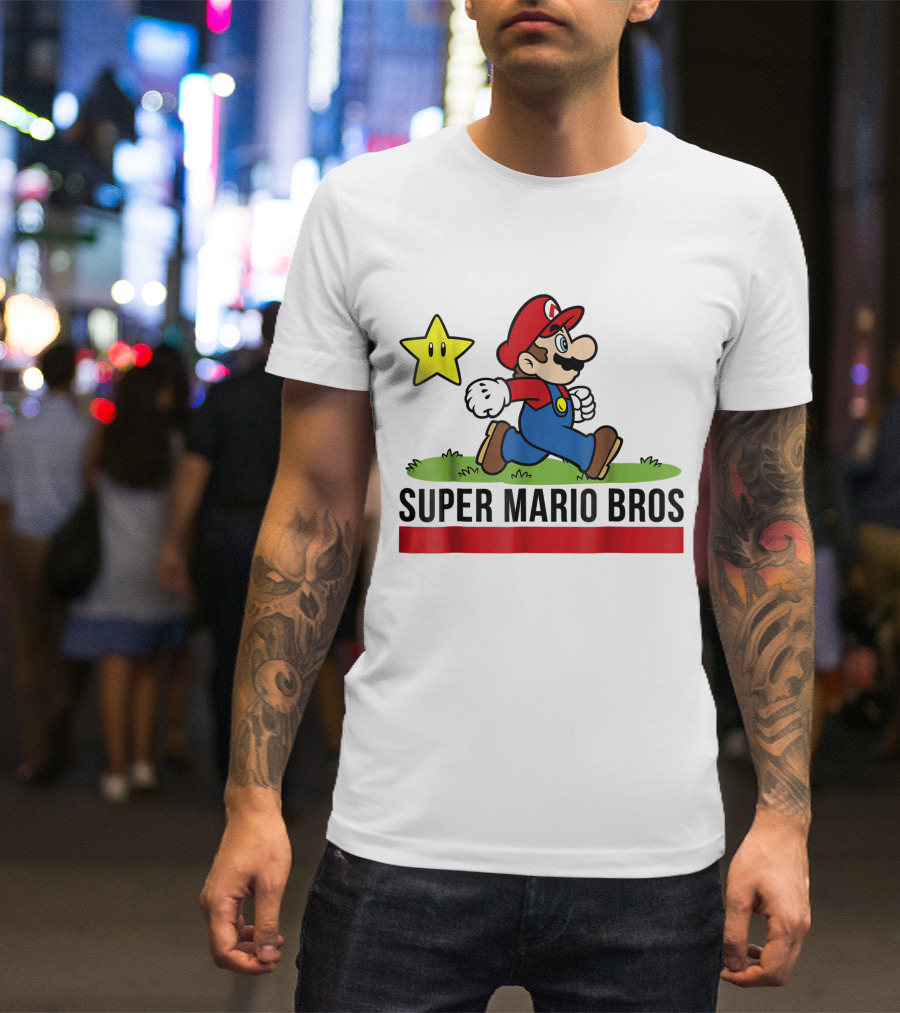 Super Mario Bros Star Walking Fun Iconic T-Shirt