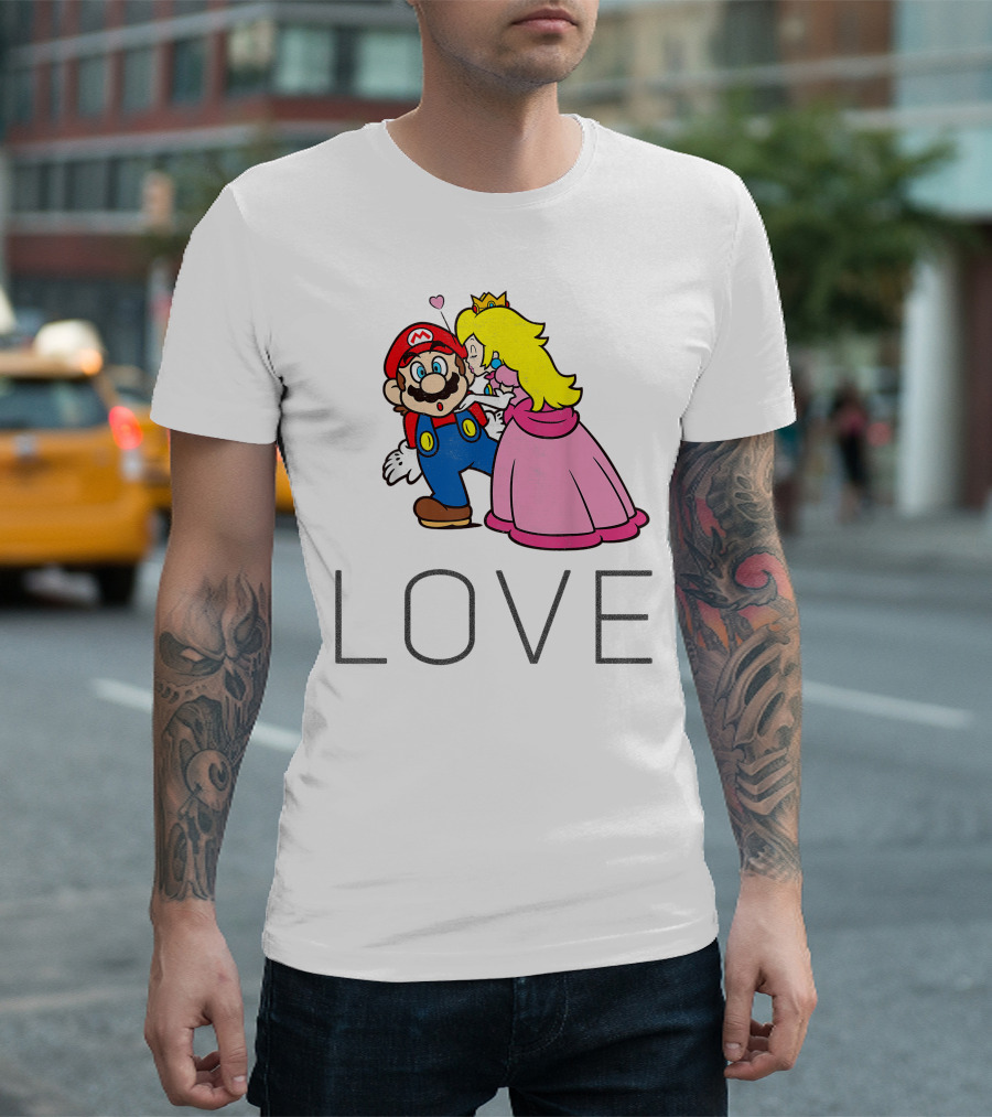 Super Mario Princess Peach Kiss Love Iconic Funny Moment T-Shirt
